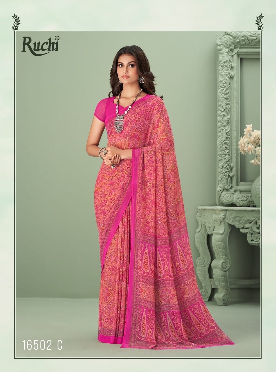 Ruchi Raga Wholesale Daily Wear Georgette Printed Sarees Catalog